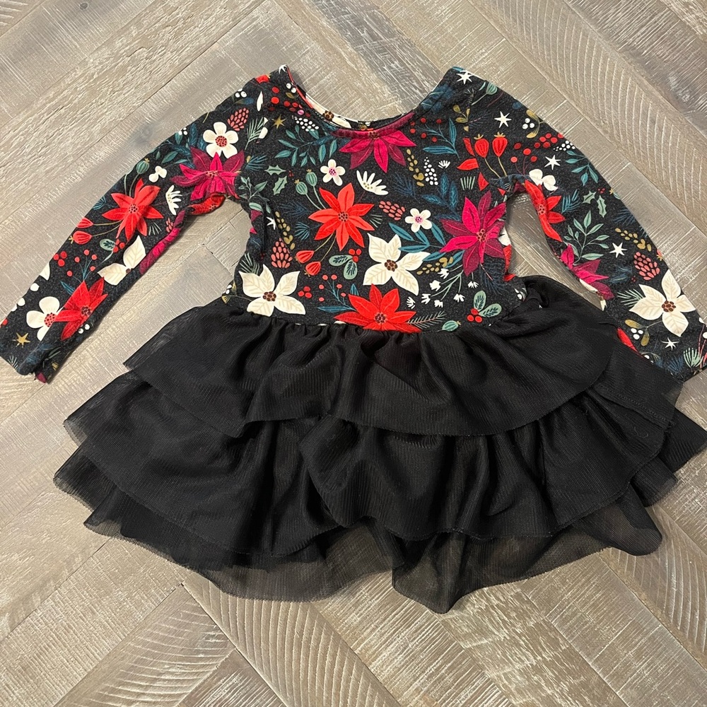 Little Sleepies Berry Merry Dress with ruffle skirt, 6-12 months, GUC